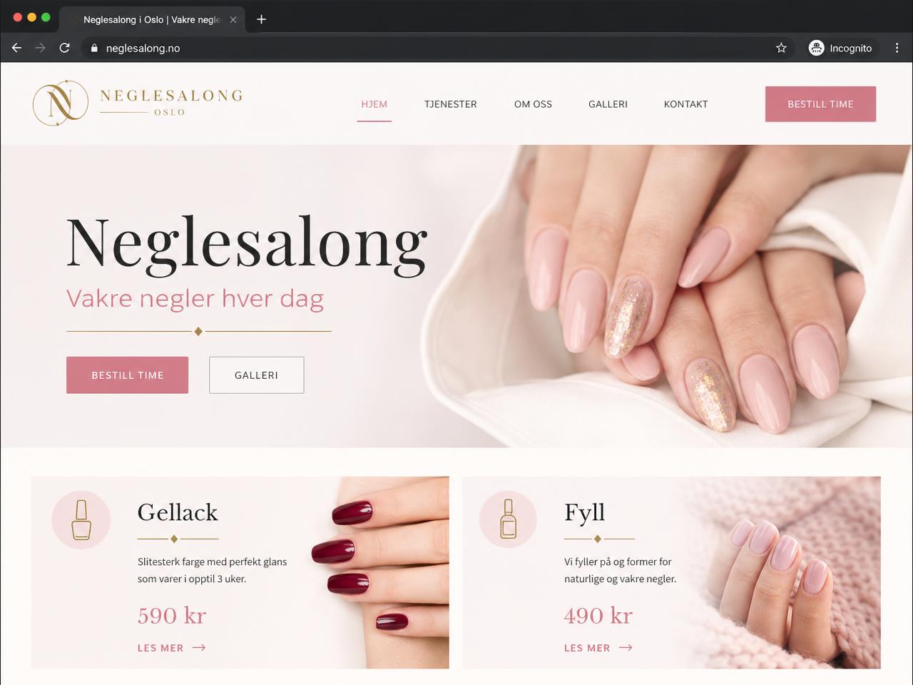 Eksempel på nettside for Neglesalong